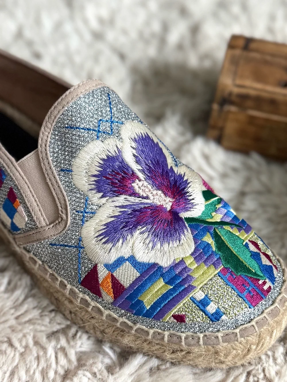 Johnny Was Madrid Embroidered Espadrille Multi side 40 US 9